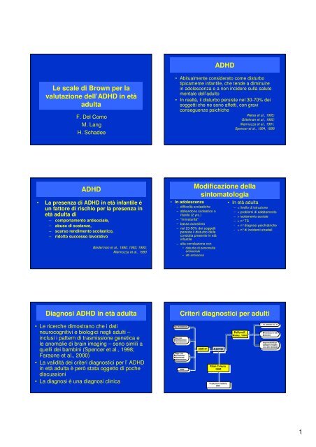 Le scale di Brown per la valutazione dell'ADHD in età adulta ... - Aidai