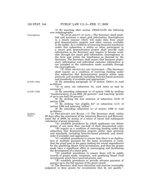 Public Law 111â5 111th Congress An Act - US Department of ...