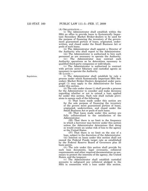 Public Law 111â5 111th Congress An Act - US Department of ...