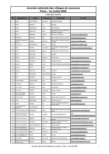 JournÃ©e nationale des villages de vacances Paris - 1er juillet ... - Unat