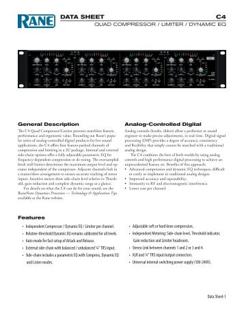 C4 Data Sheet - Rane