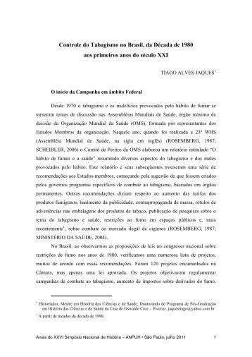 Controle do Tabagismo no Brasil, da DÃ©cada de 1980 aos primeiros ...