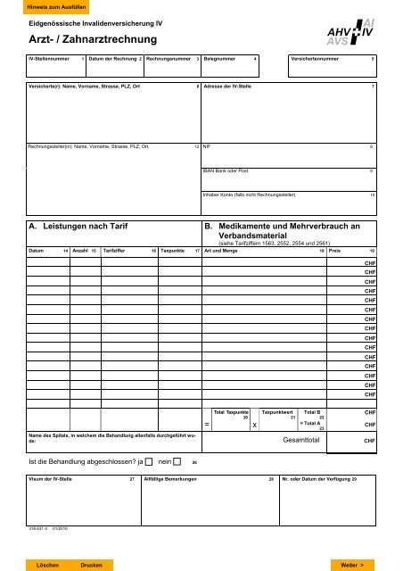 Arzt - bzw. Zahnarztrechnung