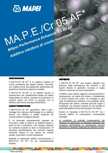 MApeiPerformance Enhancer/Cr05 AF Additivo riduttore di cromo ...
