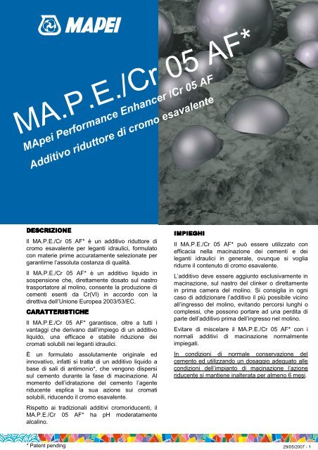 MApeiPerformance Enhancer/Cr05 AF Additivo riduttore di cromo ...