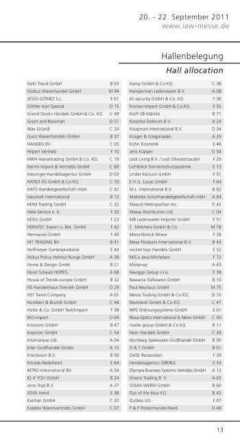 IAW Messe Herbst 2011 - IAW-Messekatalog