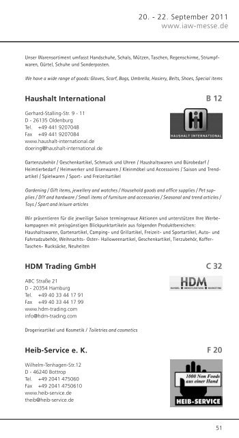 IAW Messe Herbst 2011 - IAW-Messekatalog