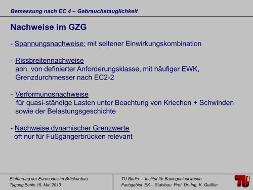 Prof. Dr.-Ing. Karsten GeiÃler StahlverbundbrÃ¼cken EC4-2 im ... - VSVI