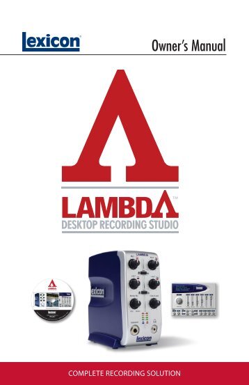 Lambda Owner's Manual-English - Lexicon
