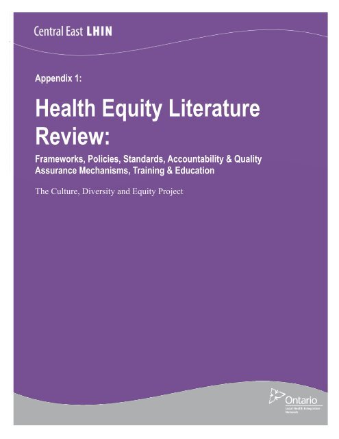 CDE Appendix 1 Literature Review - Central East Local Health ...