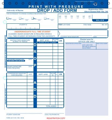 Drop/Add Form (.pdf) - University of Dayton