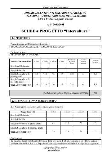 SCHEDA PROGETTO âInterculturaâ