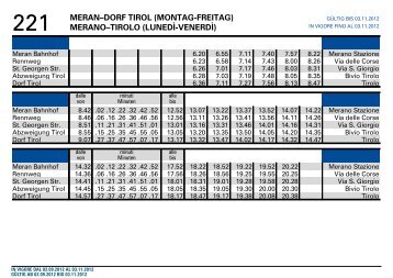 221 meran–dorf tirol (montag-freitag) merano–tirolo (lunedì ... - sasa