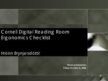 Cornell Digital Radiology Reading Room Ergonomics Checklist