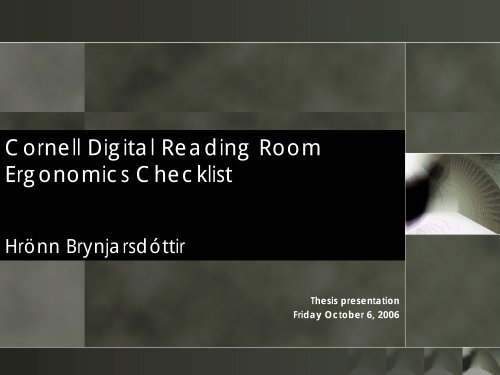 Cornell Digital Radiology Reading Room Ergonomics Checklist