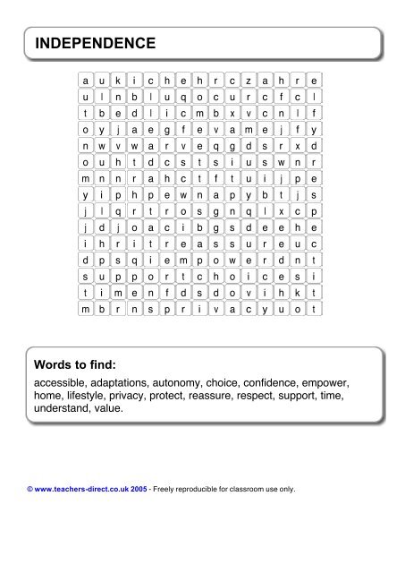 Wordsearch sheets