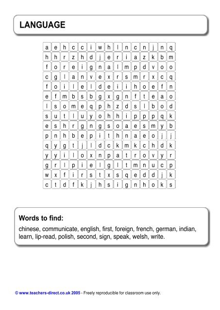 Wordsearch sheets