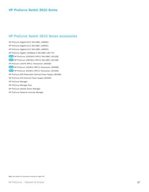 HP ProCurve Networking Datasheets - Moonblink