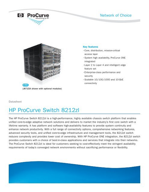 HP ProCurve Networking Datasheets - Moonblink