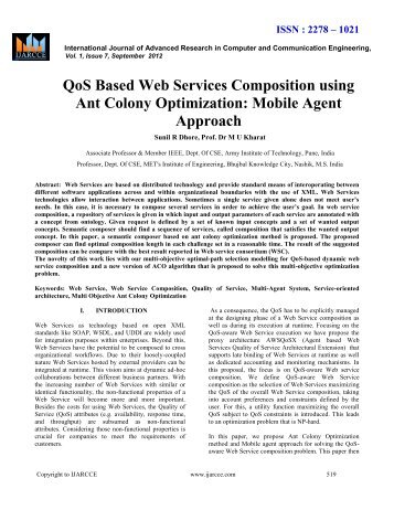 QoS Based Web Services Composition using Ant Colony - Ijarcce.com