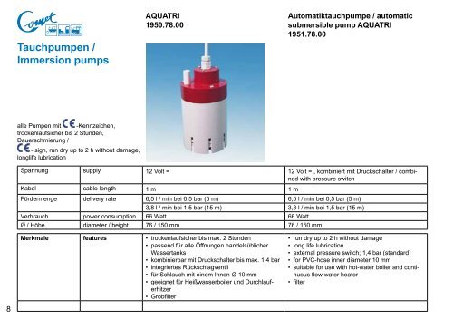 Katalog Pumpen - COMET-PUMPEN Systemtechnik