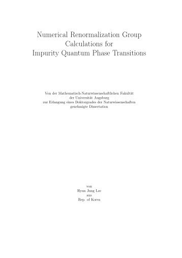 Numerical Renormalization Group Calculations for Impurity ...