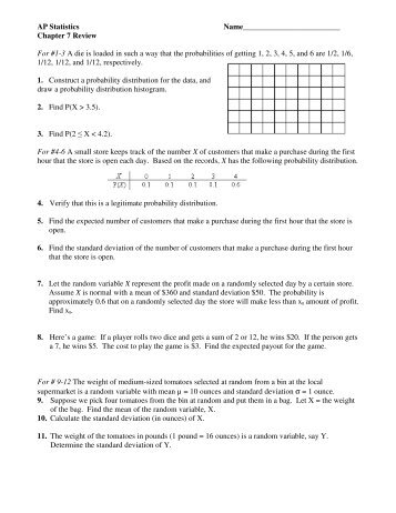 Ap Statistics Chapter 11 Worksheet Rev2