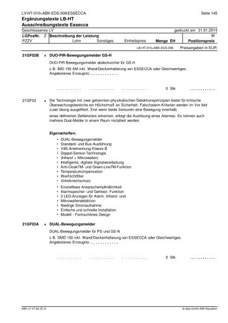 LV HT-010+ABK-EDS-009 ESSECCA Geschlossenes ... - ABK Online