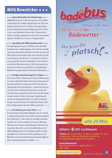 MVG info, Kundenzeitung