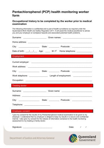 (PCP) health monitoring forms - Queensland Government