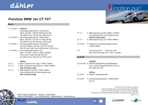 Preisliste 5er Bmw