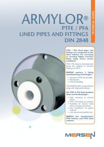 Armylor - PTFE/PFA lined pipes - DIN 2848 - Mersen