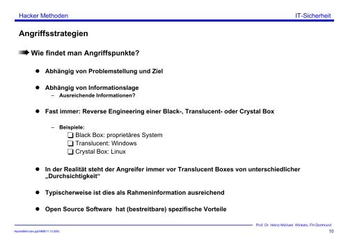 Hacker Methoden - Prof. Dr. Heinz-Michael Winkels