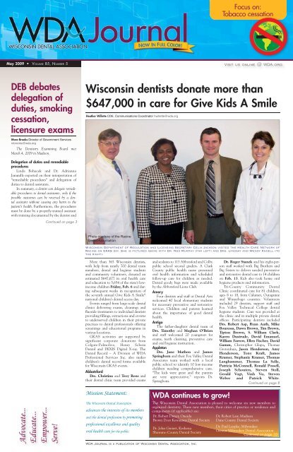 WDAJ-May '09.indd - Wisconsin Dental Association