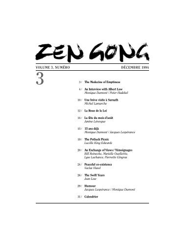 VOLUME 3, NUMÃ‰RO DÃ‰CEMBRE 19 9 4 - Montreal Zen Center