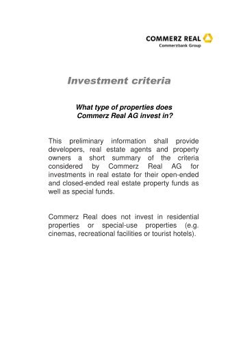 Investment Criteria Comreal - Commerz Real