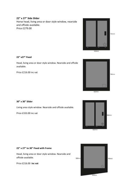 Standard Window Sizes and Options - Brooklands Farm