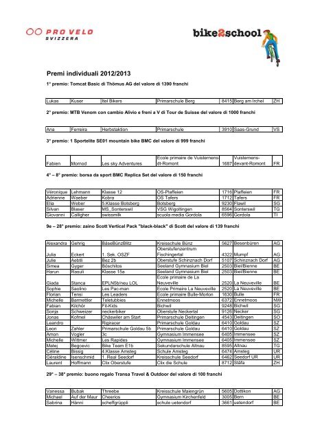 Premi individuali 2012/2013 - Bike2school