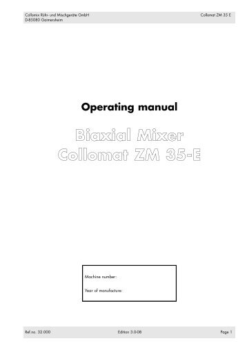 Operating manual Biaxial Mixer Collomat ZM 35-E - Collomix