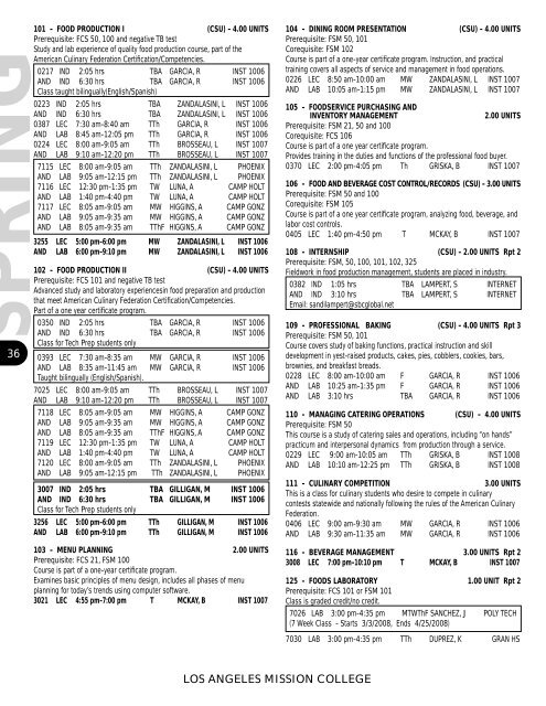 Spring 2008 Schedule - Los Angeles Mission College