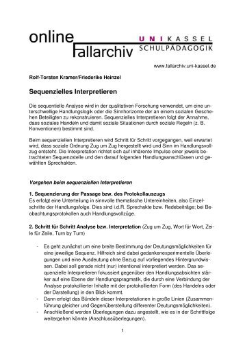 Sequenzielles Interpretieren - Fallarchiv Schulpädagogik