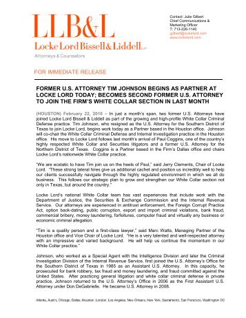 former us attorney tim johnson begins as partner at locke lord today