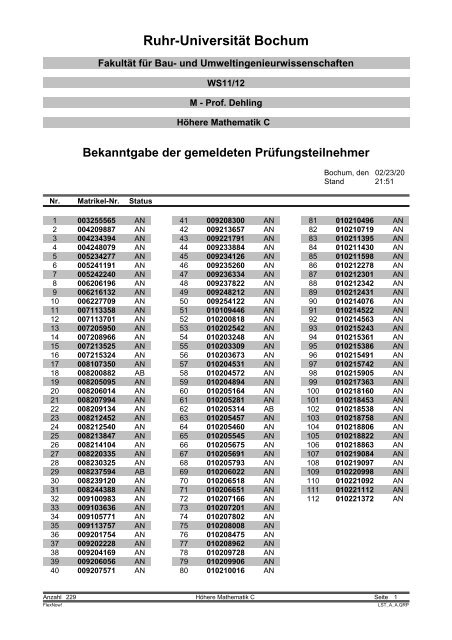 c:\program files\rub\Flexnow\RepFiles\BA_A_A_A_Status.qrp - Ruhr ...