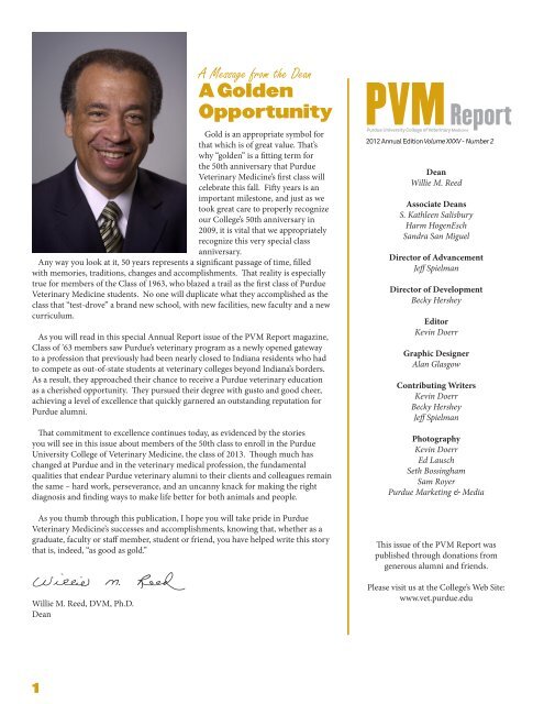 2013 PVM Report - Purdue University School of Veterinary Medicine