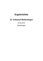 Ergebnisliste - 33. Volkslauf Wolterdingen - Intersport Denzer
