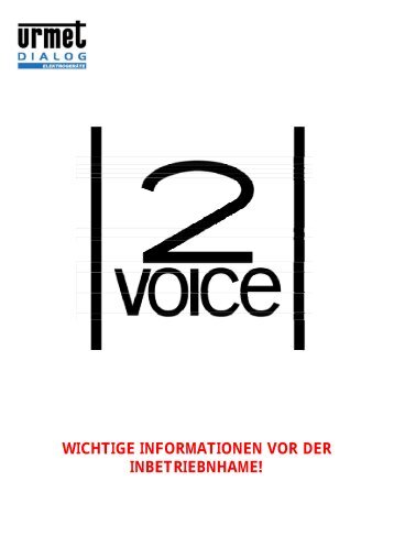 wichtige informationen vor der inbetriebnhame! - Dialog-Urmet