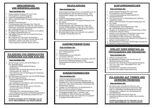 Informationen Ihrer Zulassungsbehörde - des Main-Kinzig-Kreises