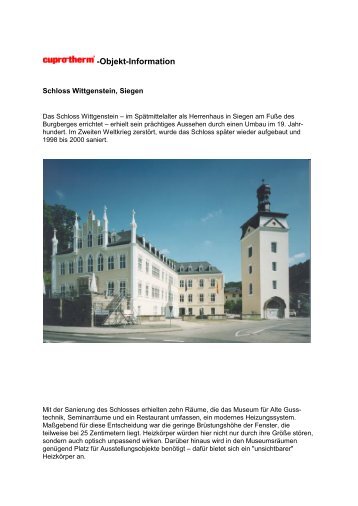 Schloss Sayn zu Wittgenstein, Neuwied (PDF, 0.1 MB) - cuprotherm