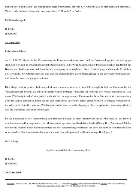 Alle Newsletter vom 1. September 2001 bis 27. April 2008