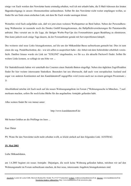 Alle Newsletter vom 1. September 2001 bis 27. April 2008